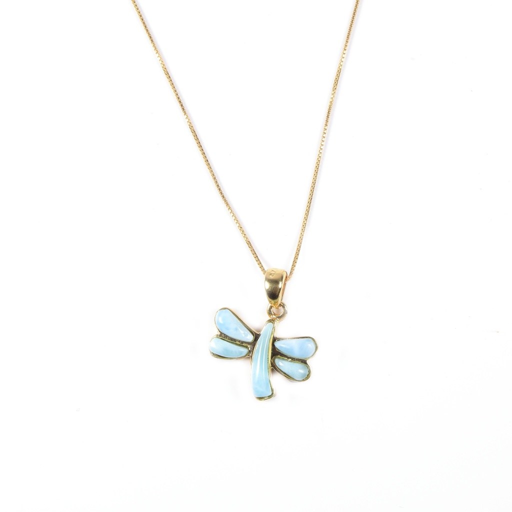 SMALL DORATO LARIMAR DRAGONFLY NECKLACE