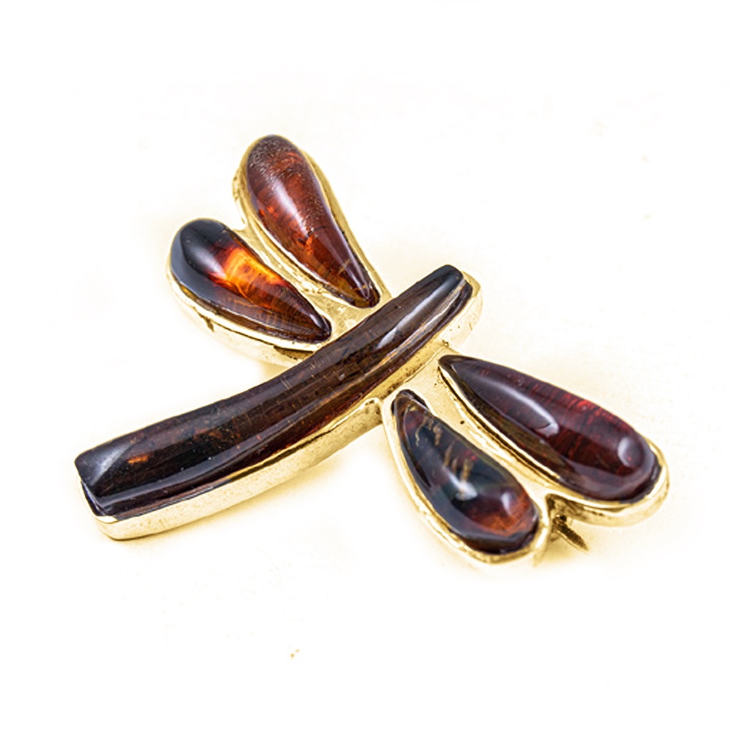 BIG DORATO AMBER DRAGONFLY PIN