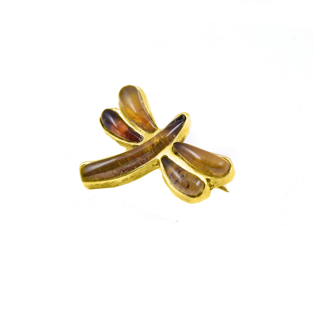 MEDIUM DORATO AMBER DRAGONFLY PIN