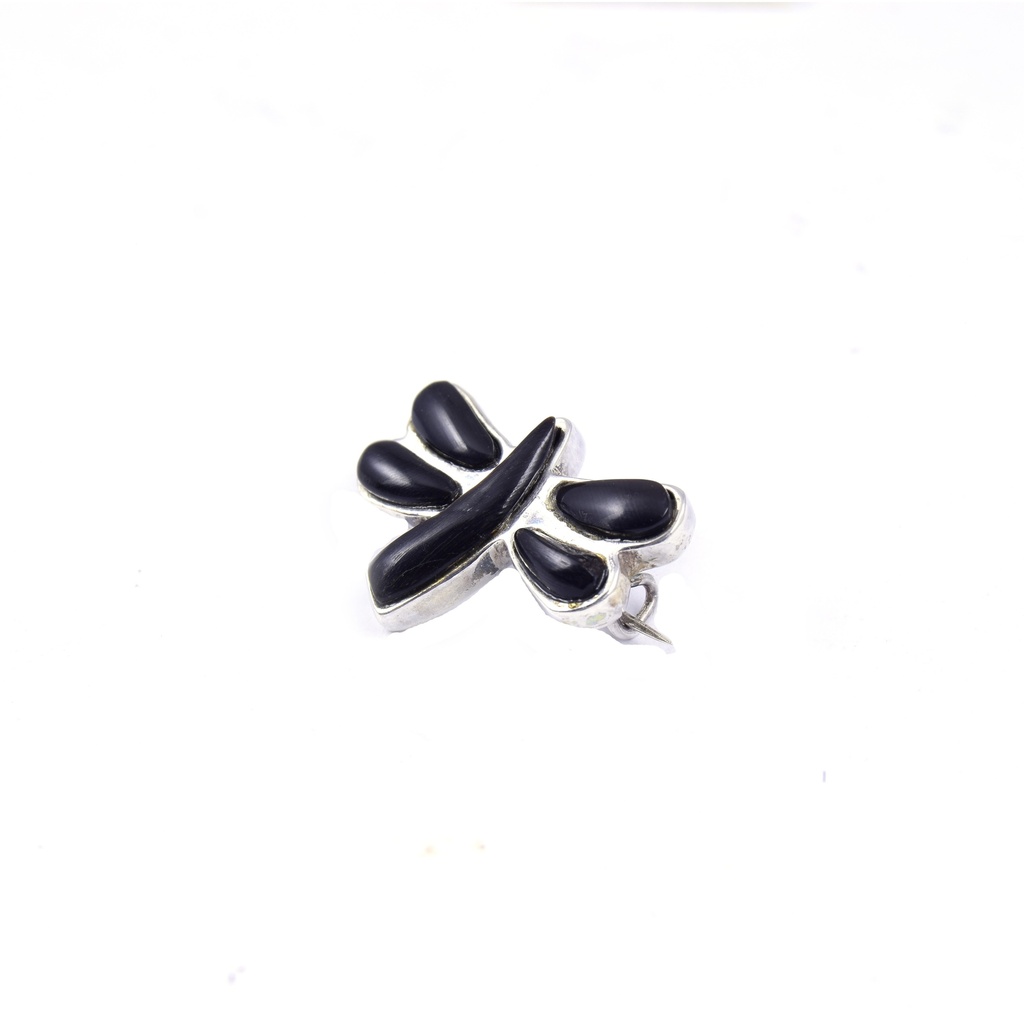 SMALL SILVER COW HORN DRAGONFLY PIN