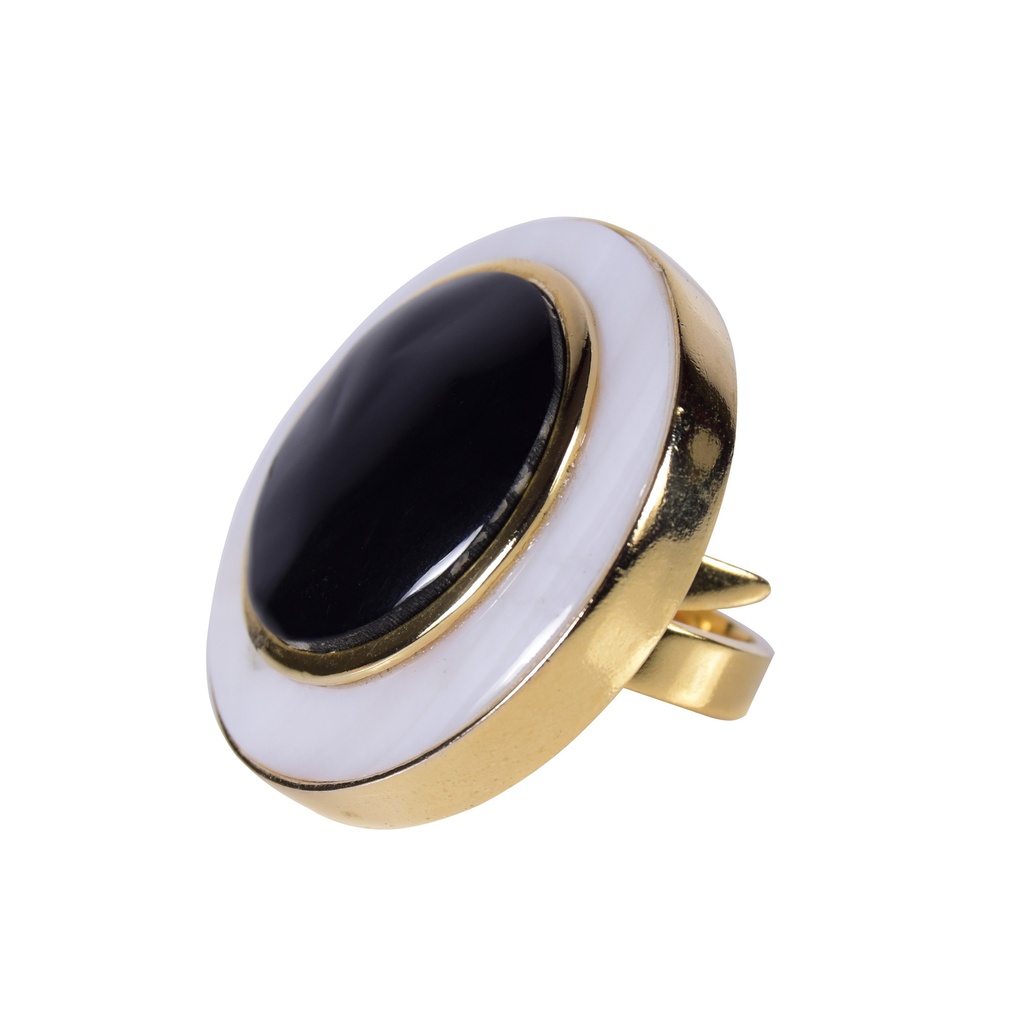 MEDIUM DORATO MOTHER PEARL AND COW HORN LUZ RING