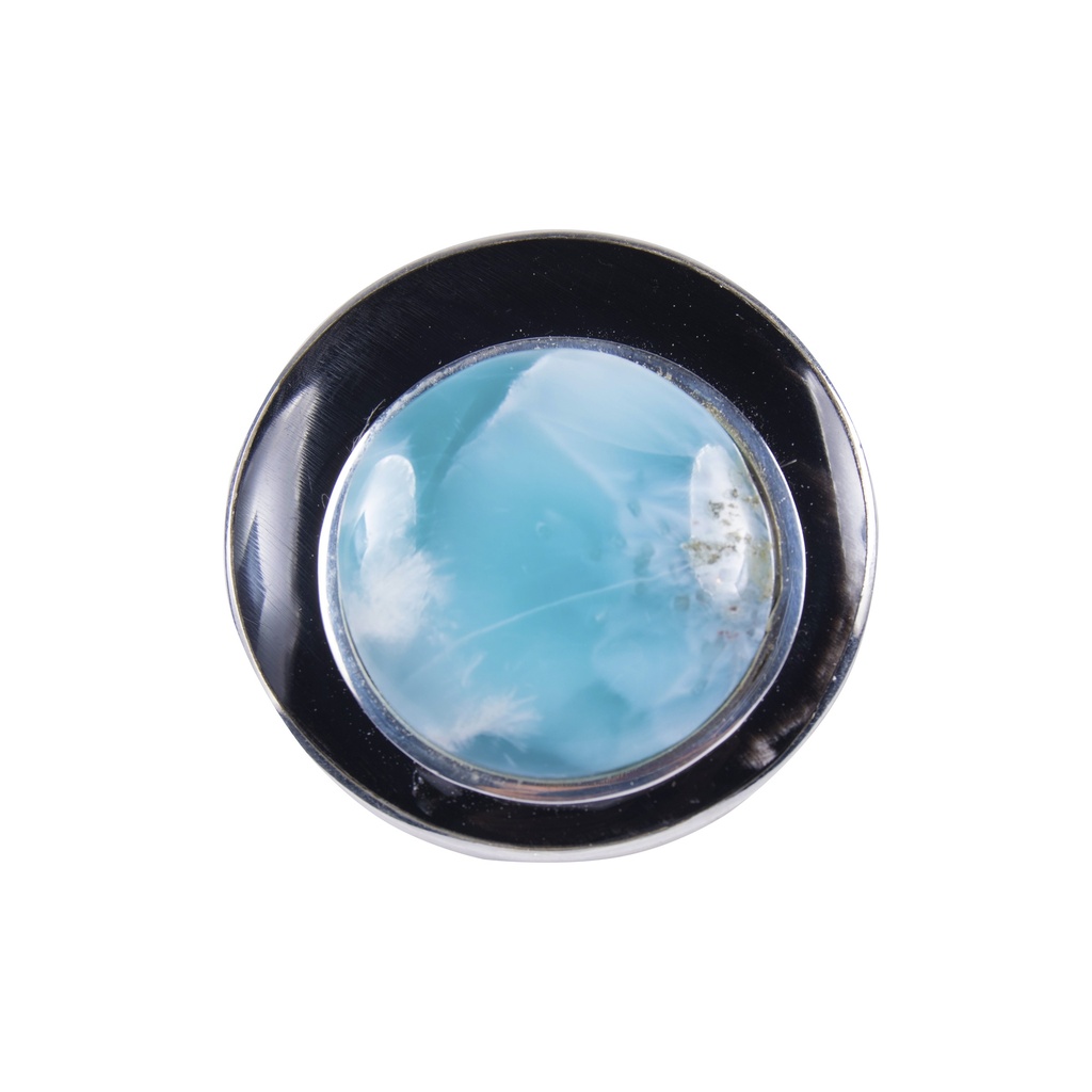 MEDIUM SILVER COW HORN AND LARIMAR LUZ RING