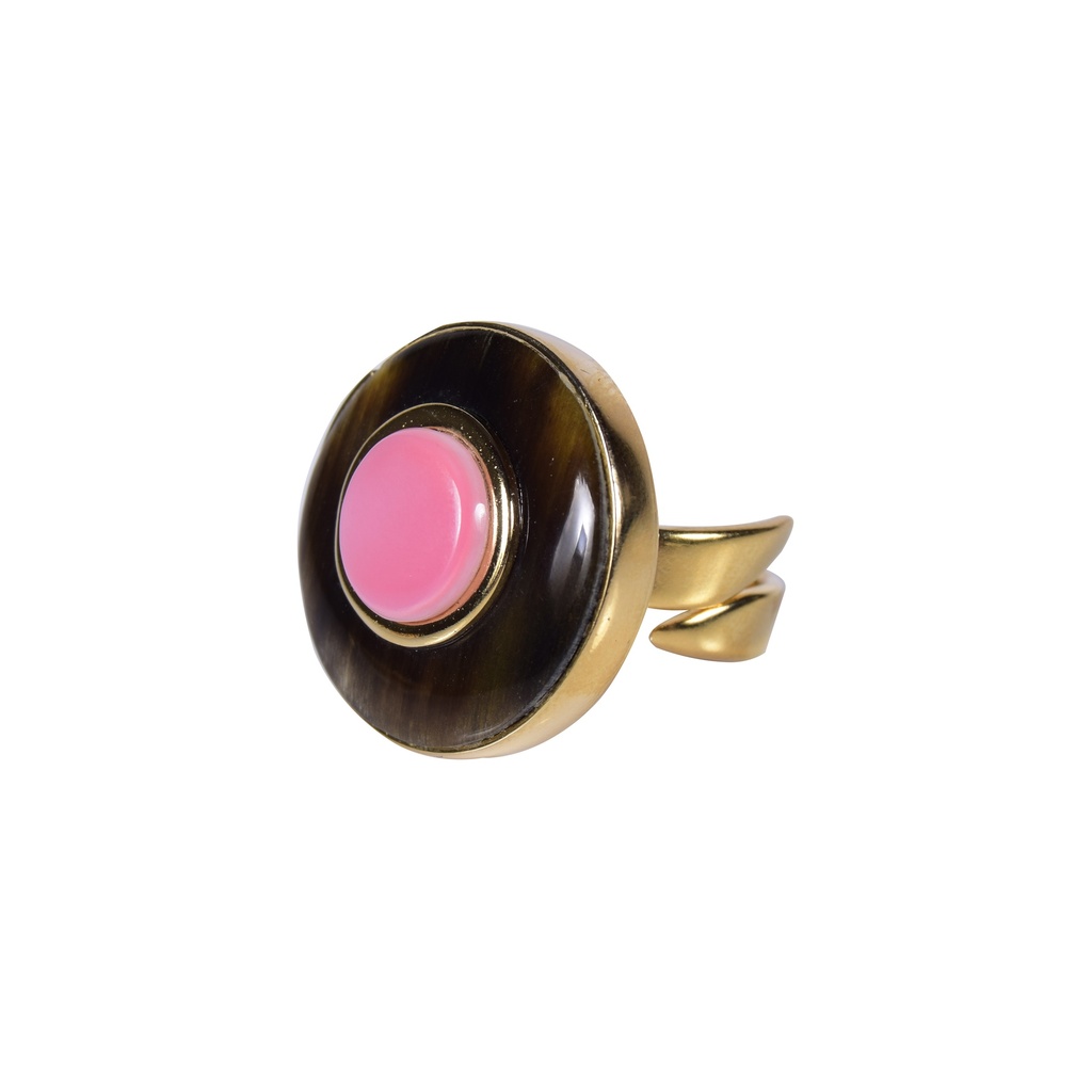 SMALL DORATO COW HORN AND PNK SEA SHELL LUZ RING