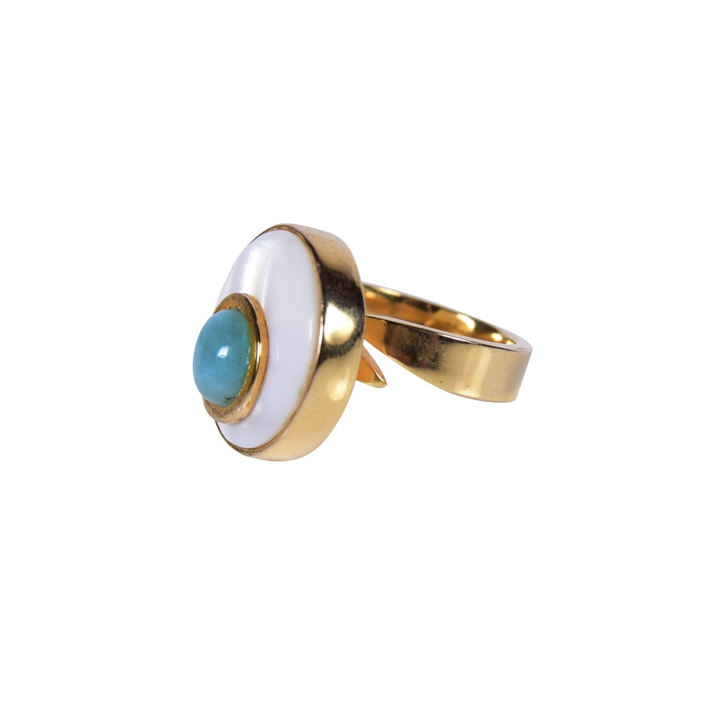 MINI DORATO MOTHER PEARL AND LARIMAR LUZ RING