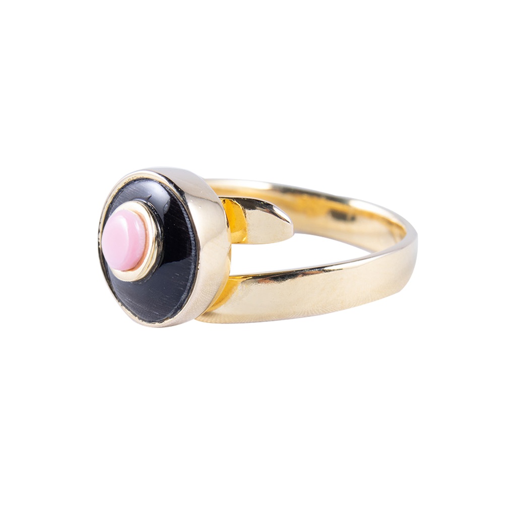 BABY DORATO COW HORN AND PNK SEA SHELL LUZ RING