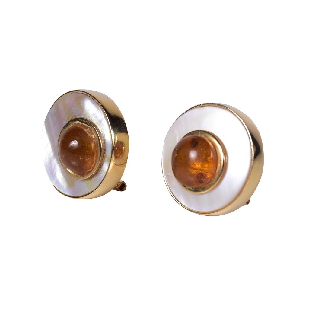 SMALL DORATO MOTHER PEARL AND AMBER LUZ EARRINGS