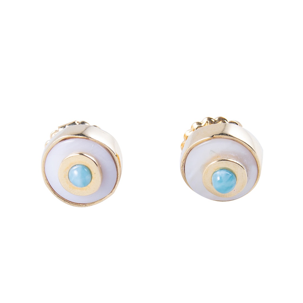 BABY DORATO MOTHER PEARL AND LARIMAR LUZ EARRINGS