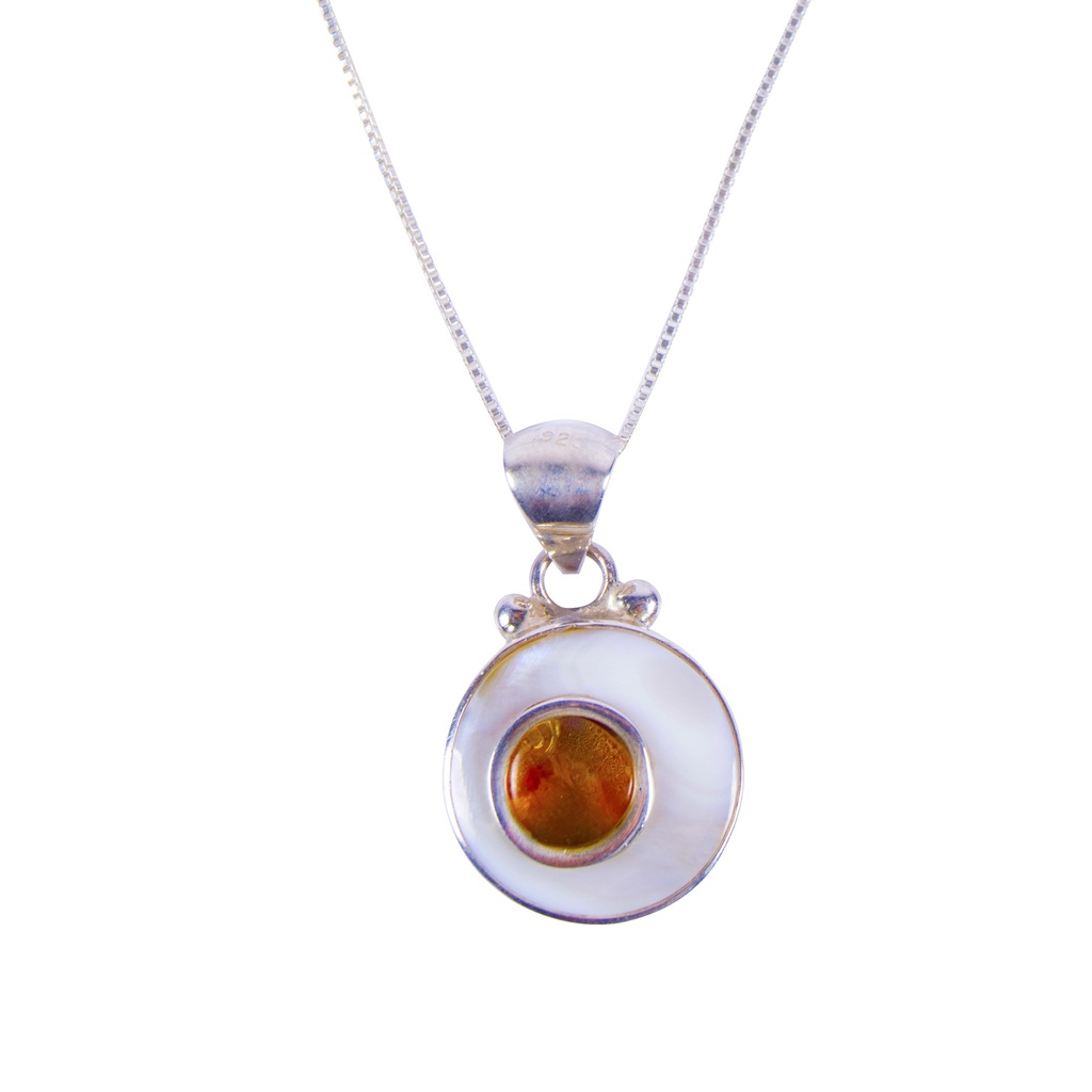 MINI SILVER MOTHER PEARL AND AMBER LUZ NECKLACE
