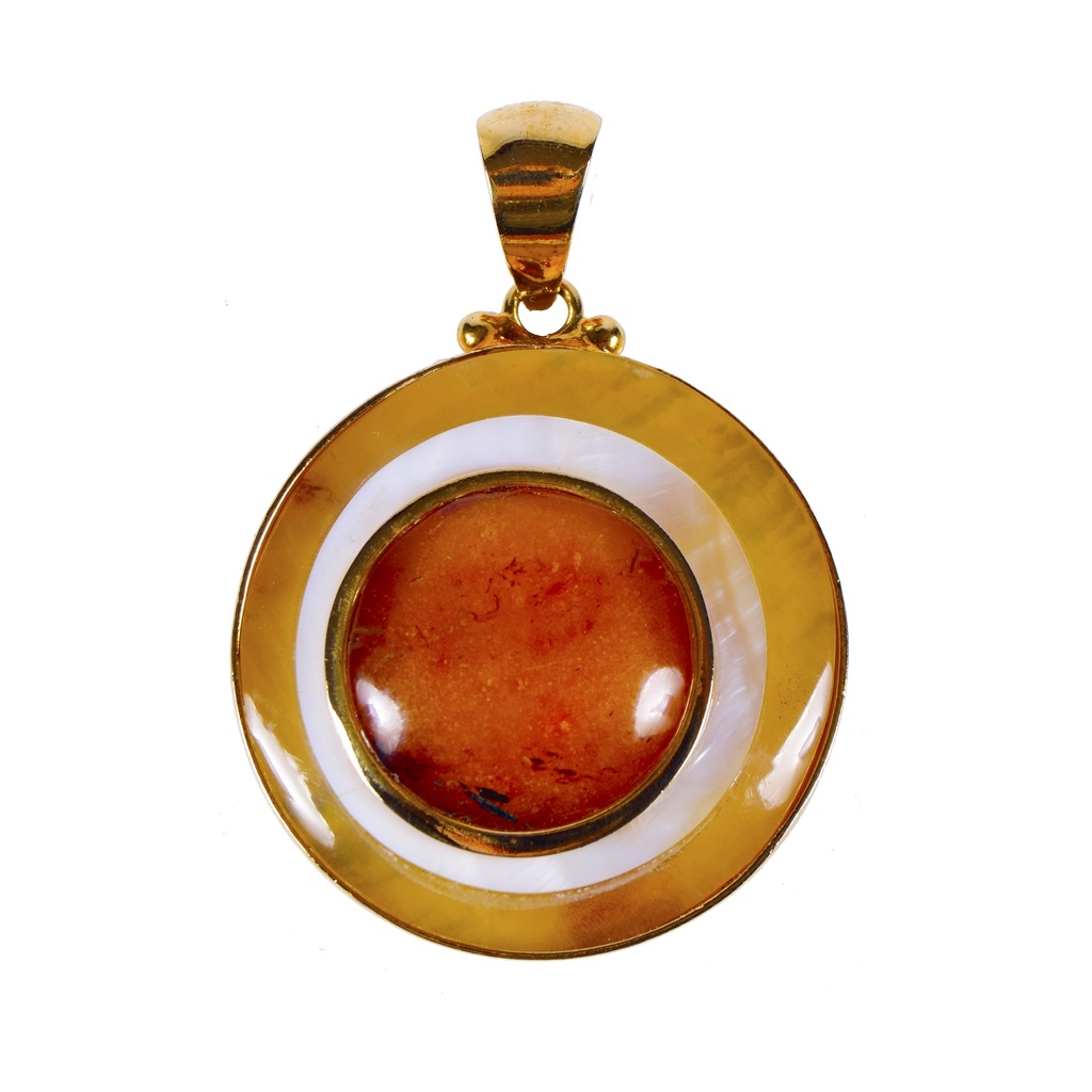 BIG DORATO COW HORN, MOTHER PEARL AND AMBER LUZ PENDANT