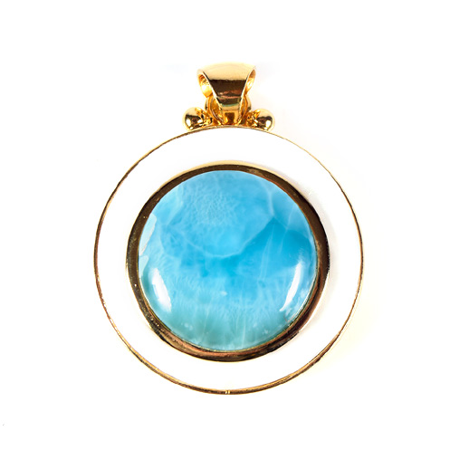 MEDIUM DORATO MOTHER PEARL AND LARIMAR LUZ PENDANT