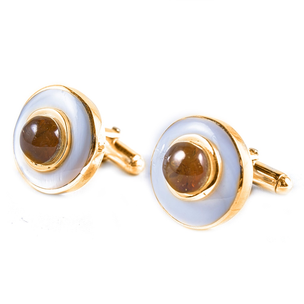 DORATO MOTHER PEARL AND AMBER CUFFLINK