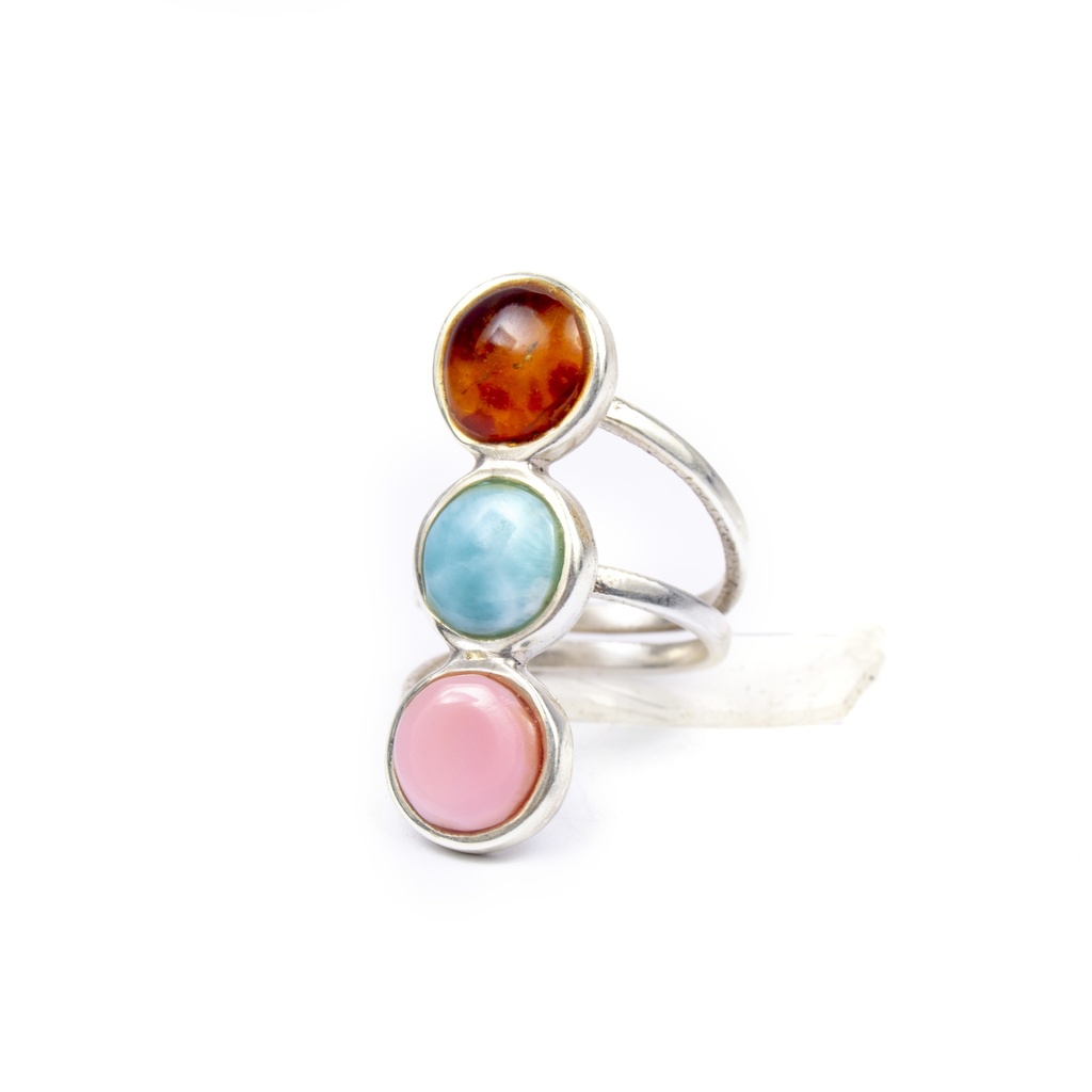 TRIO REDONDO SILVER 3 STONES RING