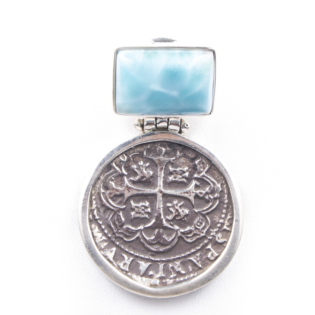 MONEDA SILVER LARIMAR SQUARE PENDANT