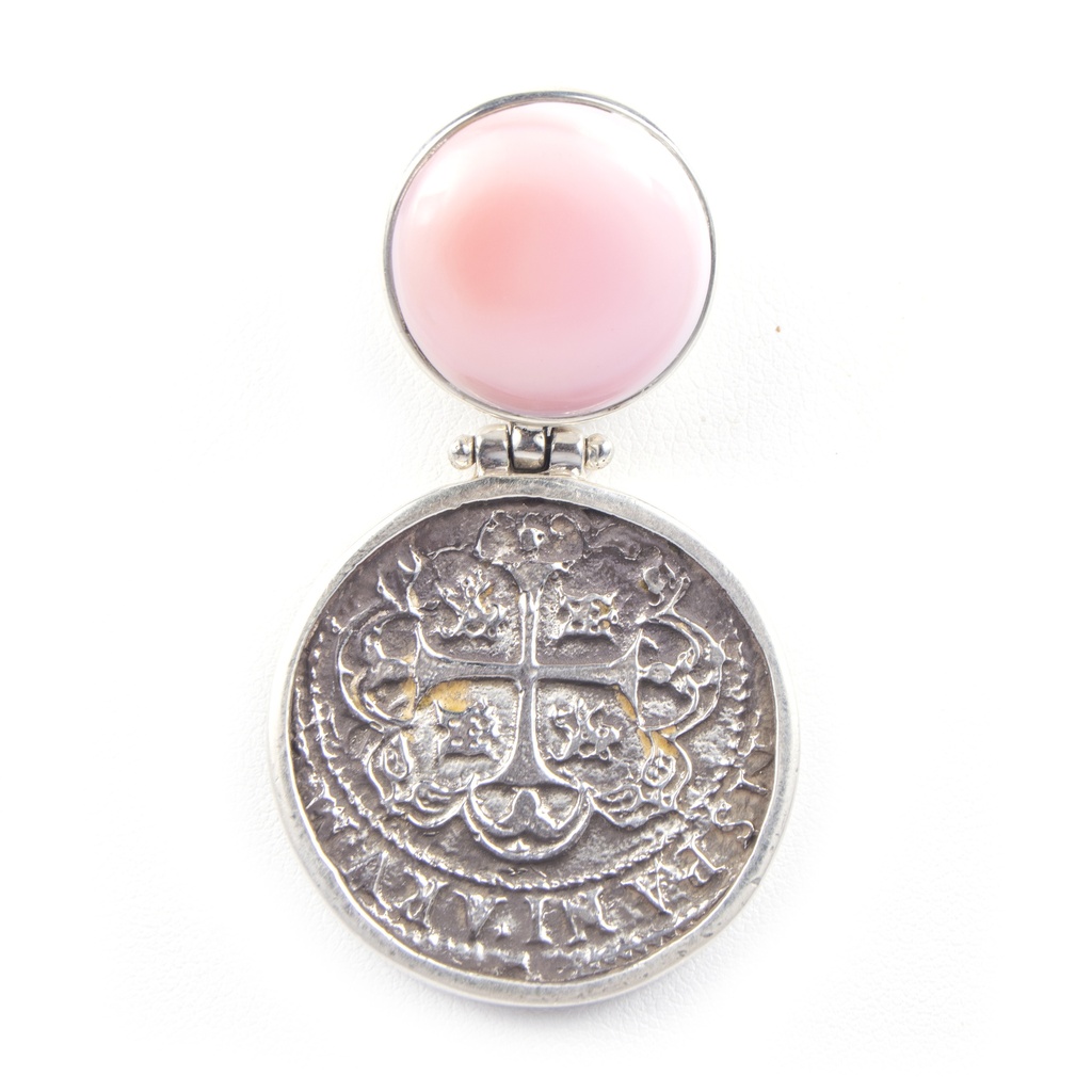 MONEDA SILVER PINK SEA SHELL ROUND PENDANT
