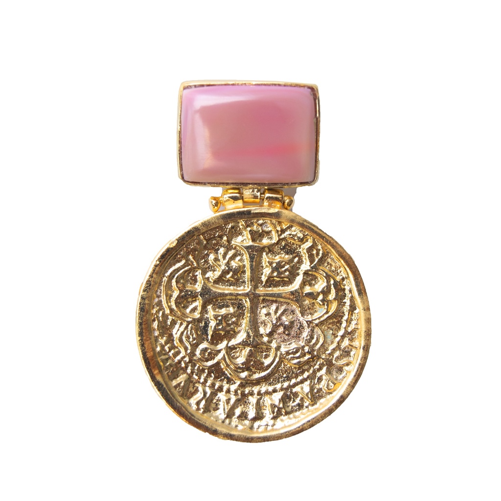 MONEDA DORATO PINK SEA SHELL SQUARE PENDANT