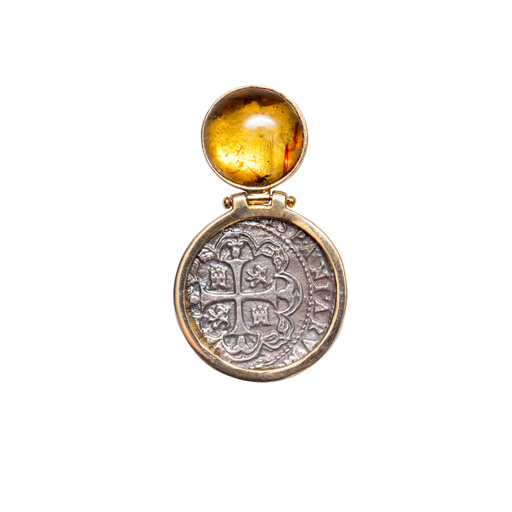MONEDA DT/PT AMBER ROUND PENDANT