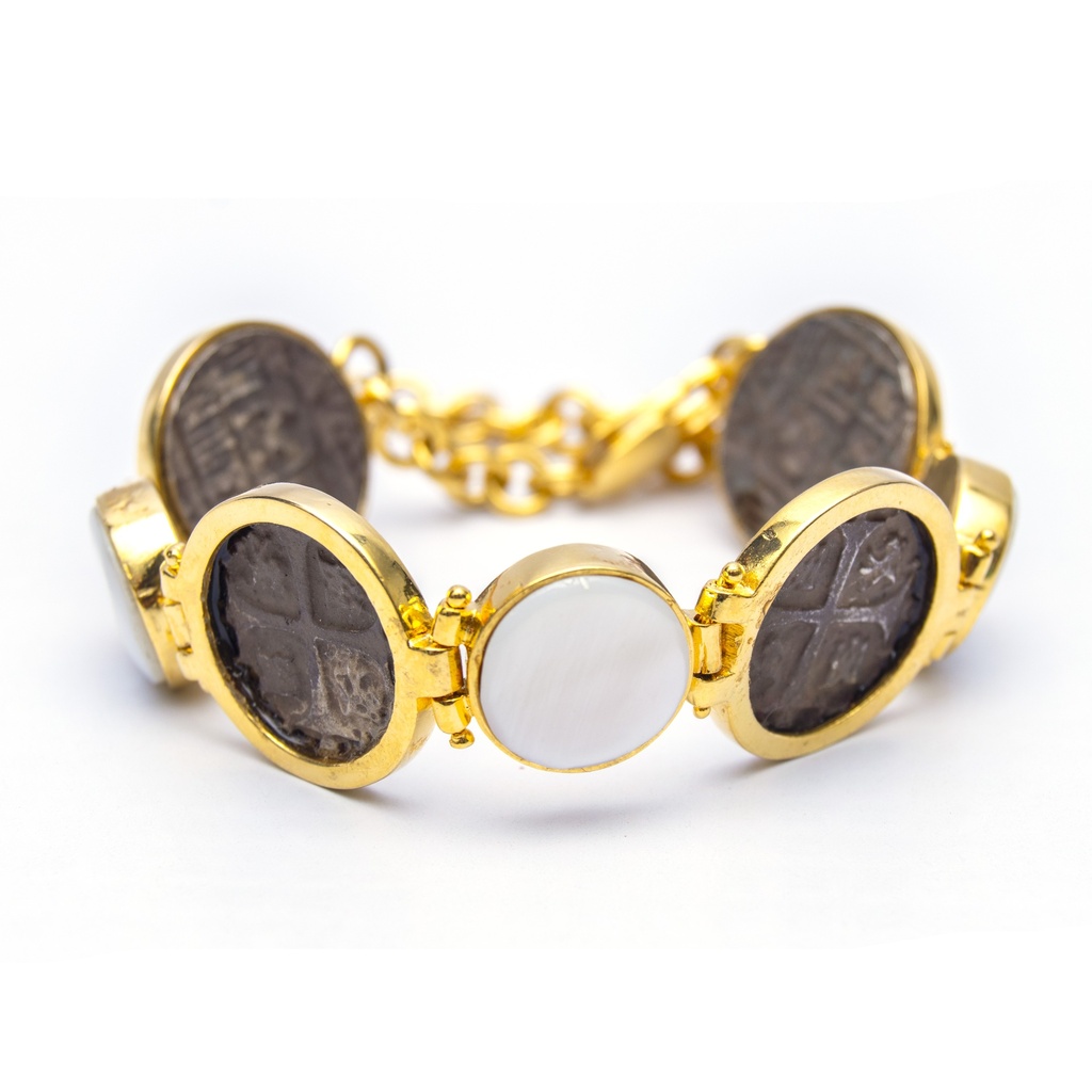 MONEDA DT/PT MOTHER PEARL ROUND BRACELET