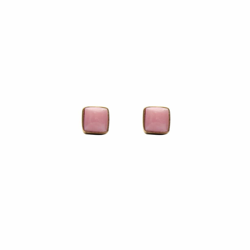 MINI SQUARE DORATO PINK SEA SHELL EARRINGS