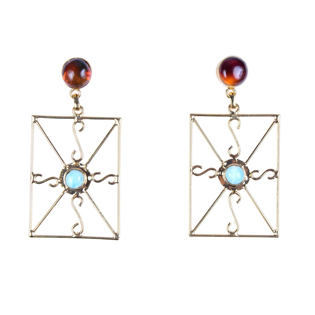 NO. 12 SILVER COW HORN AND PINK SEA SHELL EARRINGS