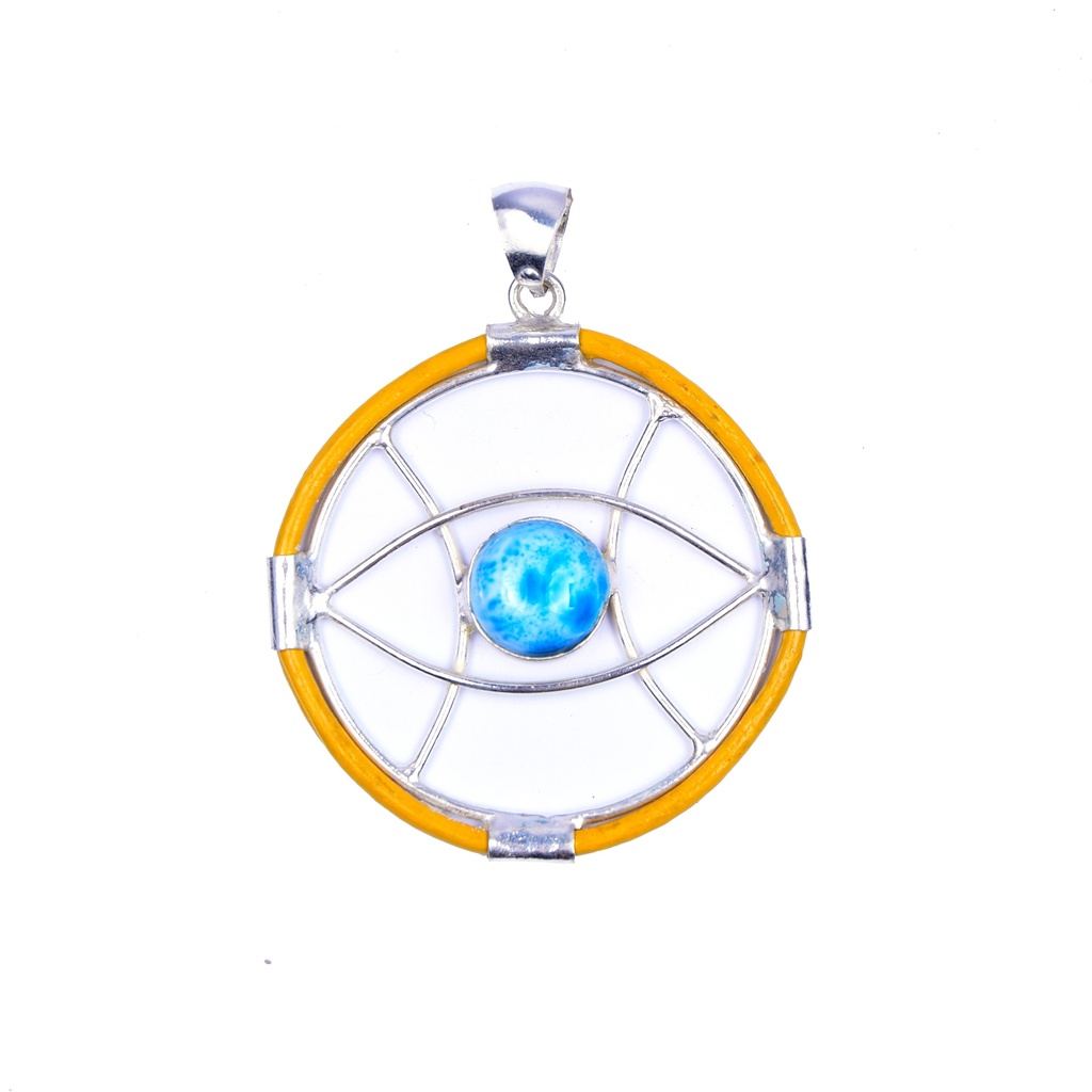 AUTO PIEL SILVER LARIMAR PENDANT