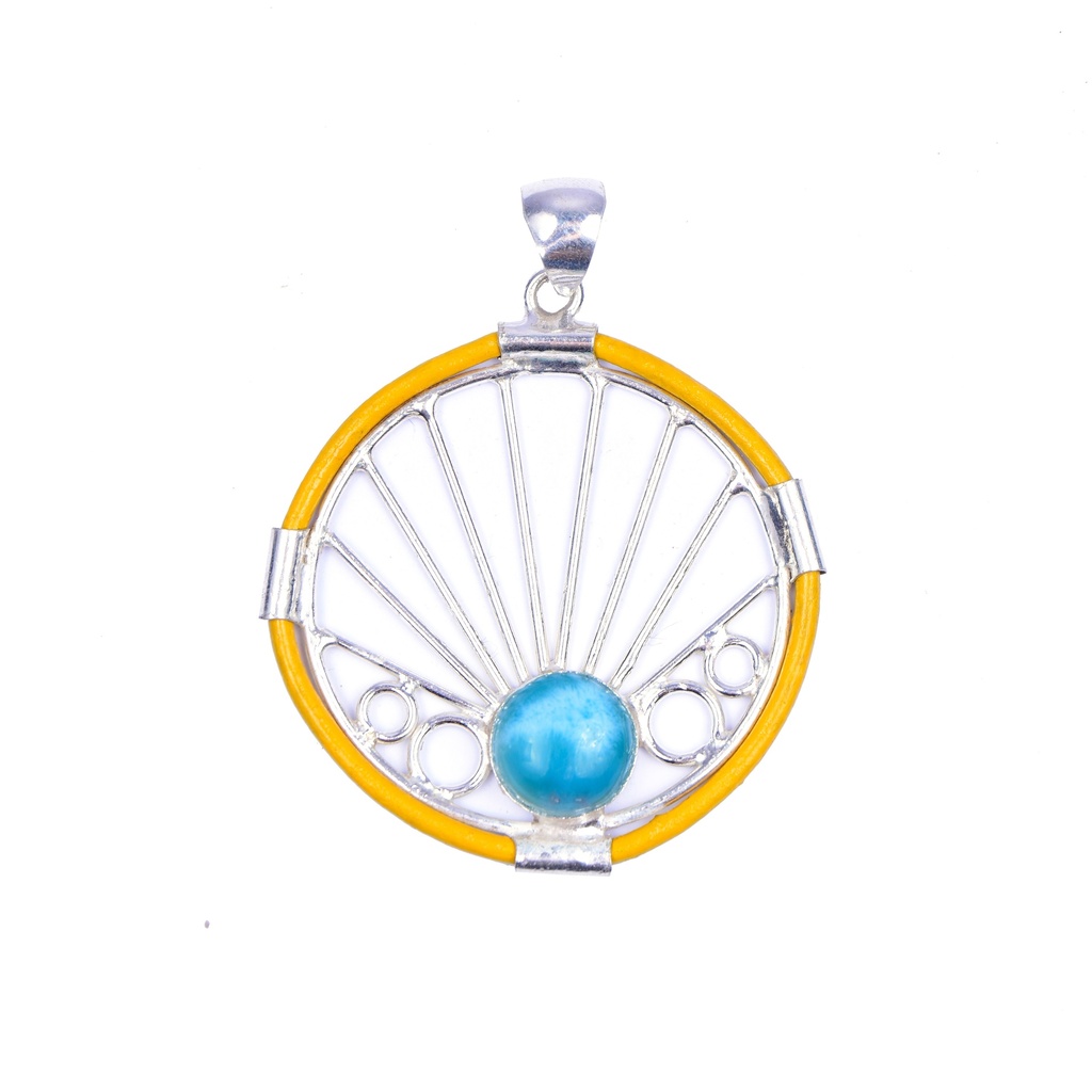 AUTO PIEL SILVER LARIMAR PENDANT