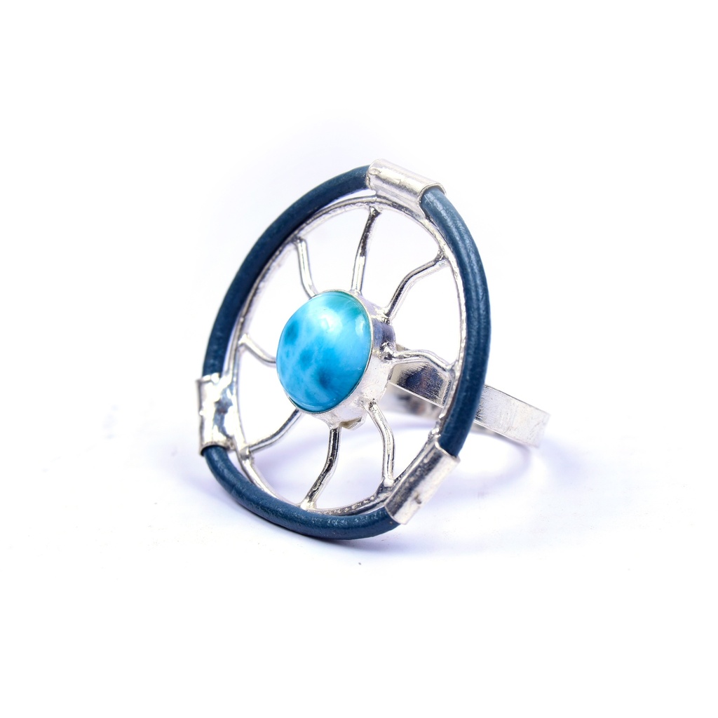 AUTO PIEL SILVER LARIMAR RING