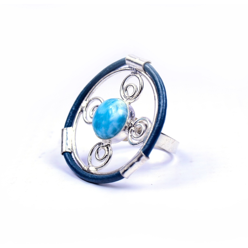 AUTO PIEL SILVER LARIMAR RING