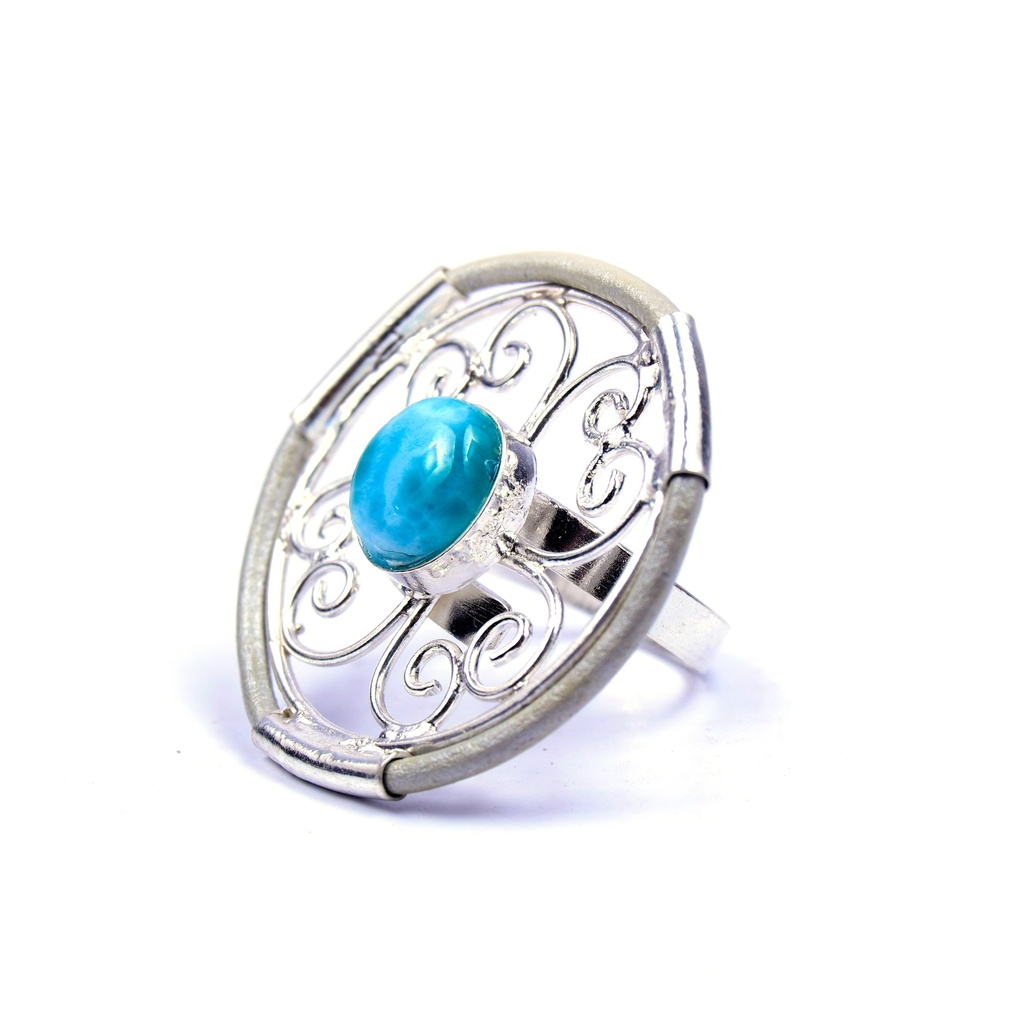 AUTO PIEL SILVER LARIMAR RING