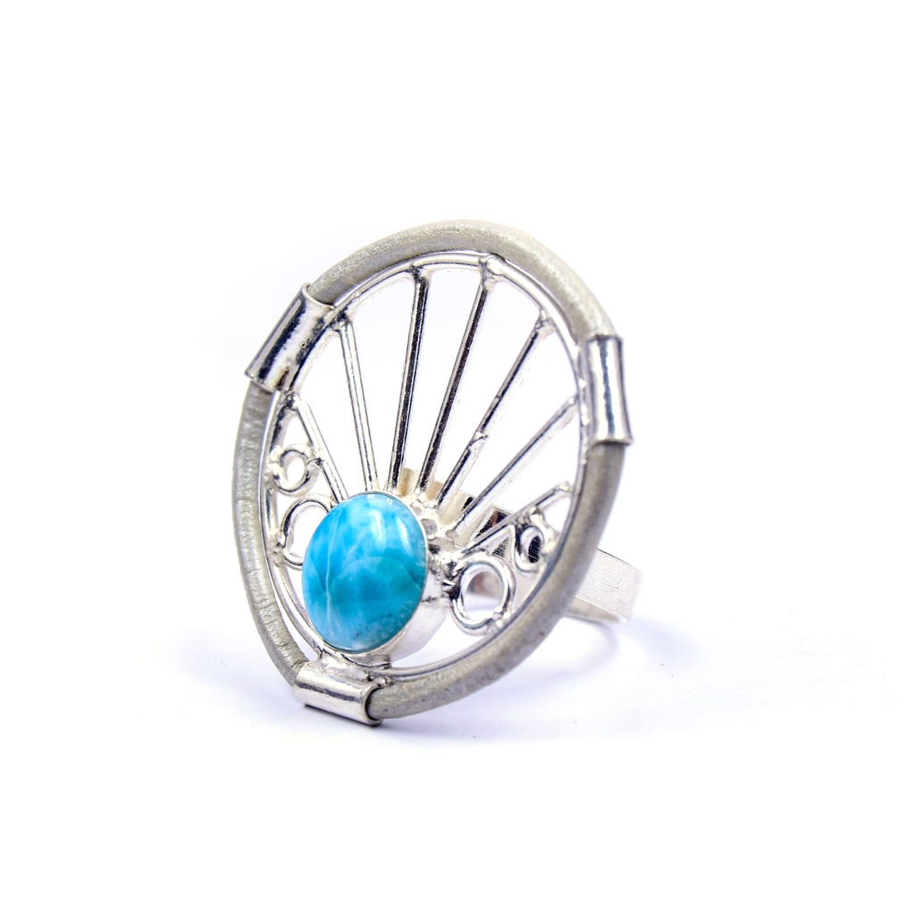 AUTO PIEL SILVER LARIMAR RING