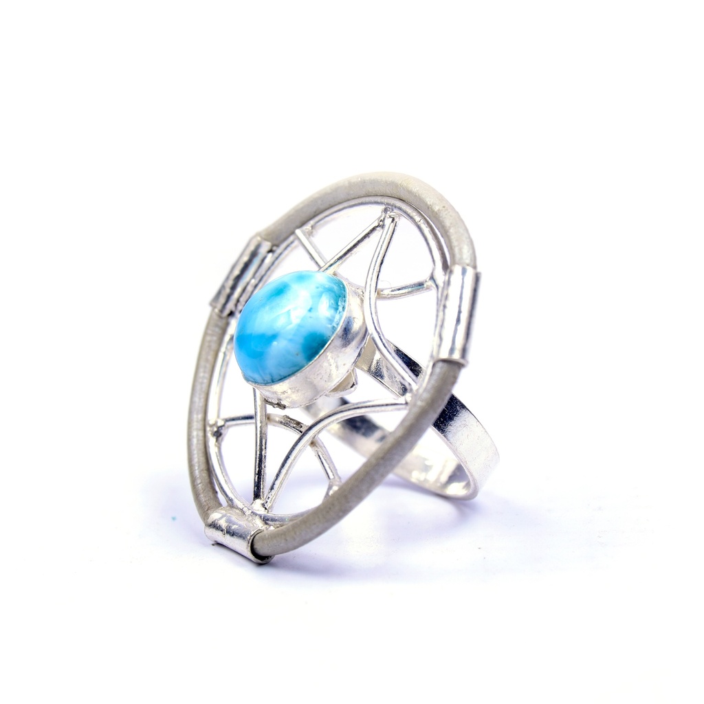 AUTO PIEL SILVER LARIMAR RING