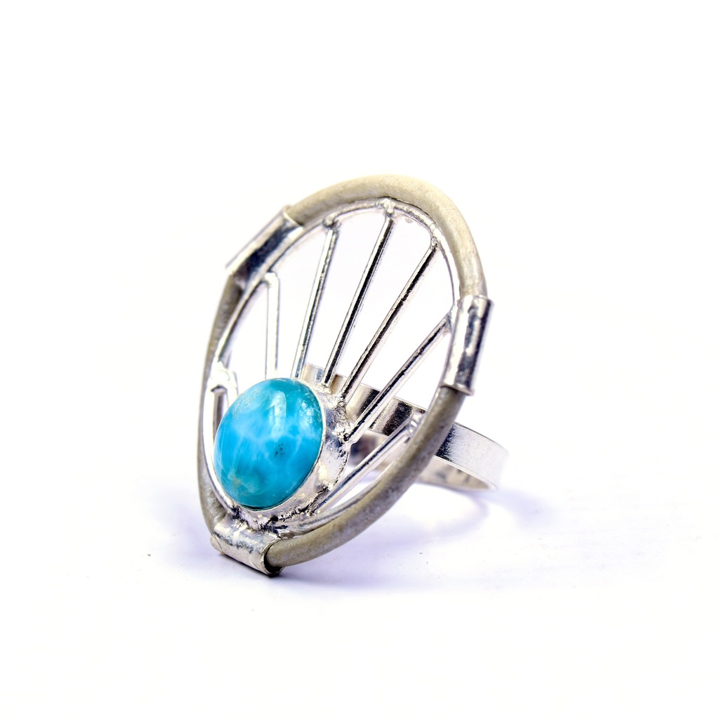 AUTO PIEL SILVER LARIMAR RING