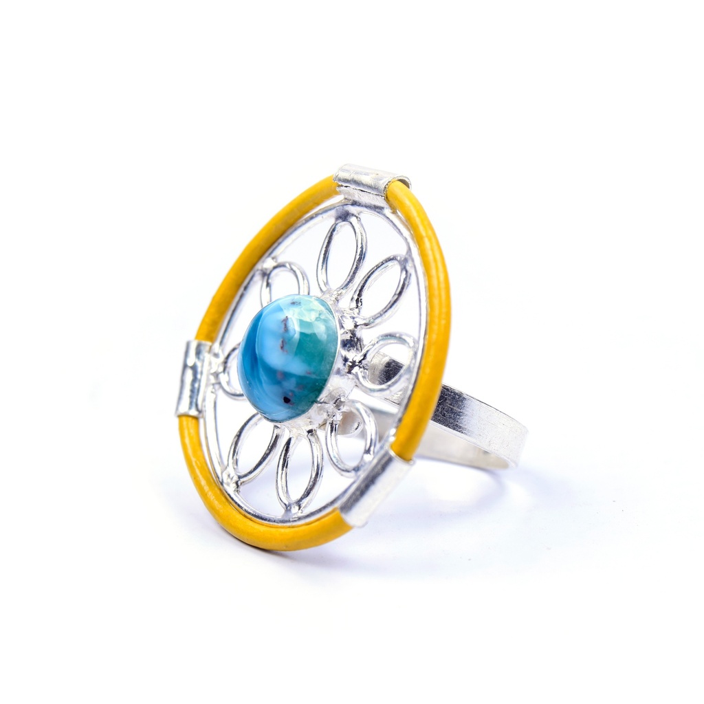 AUTO PIEL SILVER LARIMAR RING