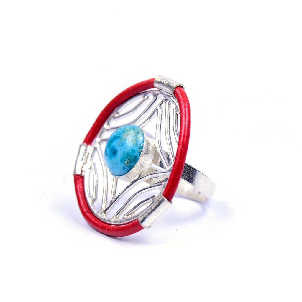 AUTO PIEL SILVER LARIMAR RING