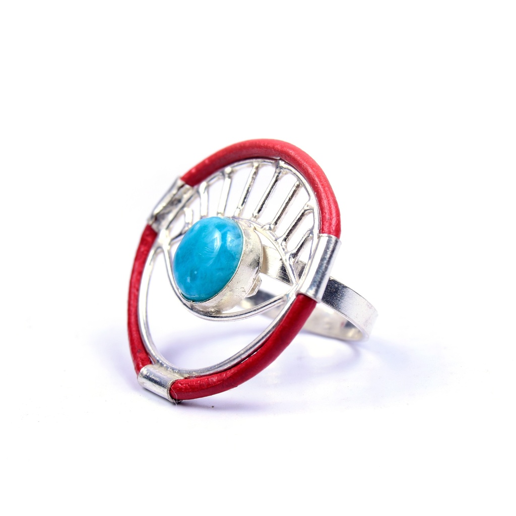 AUTO PIEL SILVER LARIMAR RING