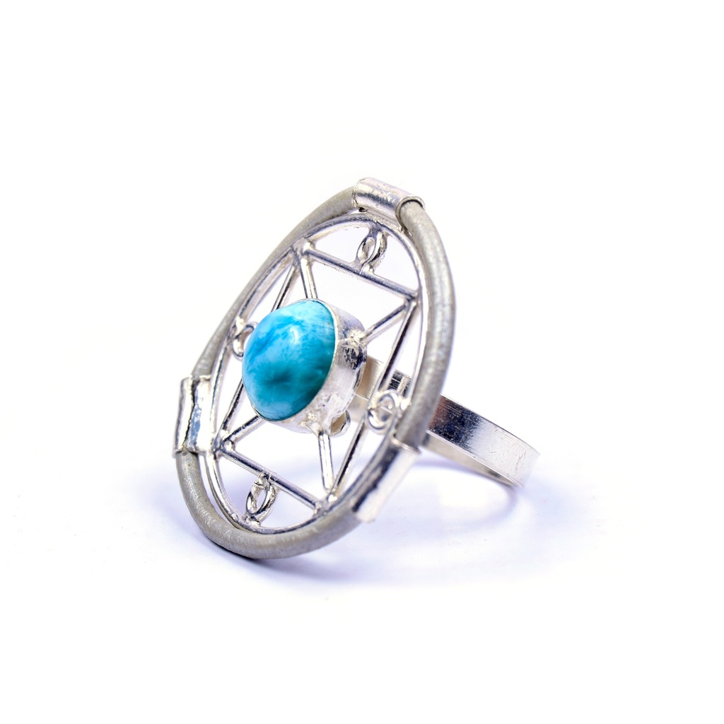 AUTO PIEL SILVER LARIMAR RING