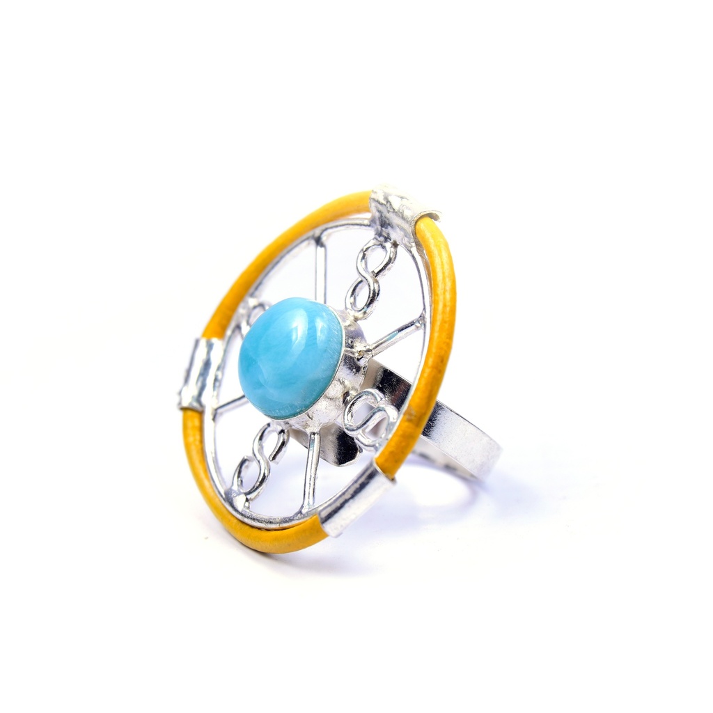 AUTO PIEL SILVER LARIMAR RING