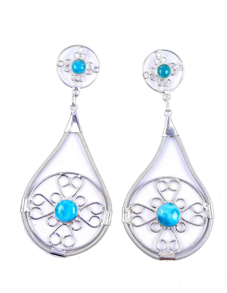 AUTO PIEL SILVER LARIMAR EARRINGS