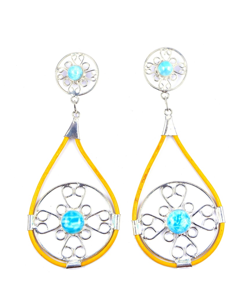 AUTO PIEL SILVER LARIMAR EARRINGS