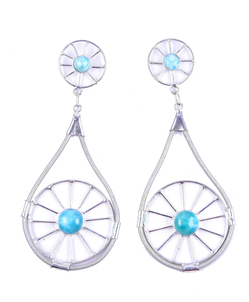 AUTO PIEL SILVER LARIMAR EARRINGS