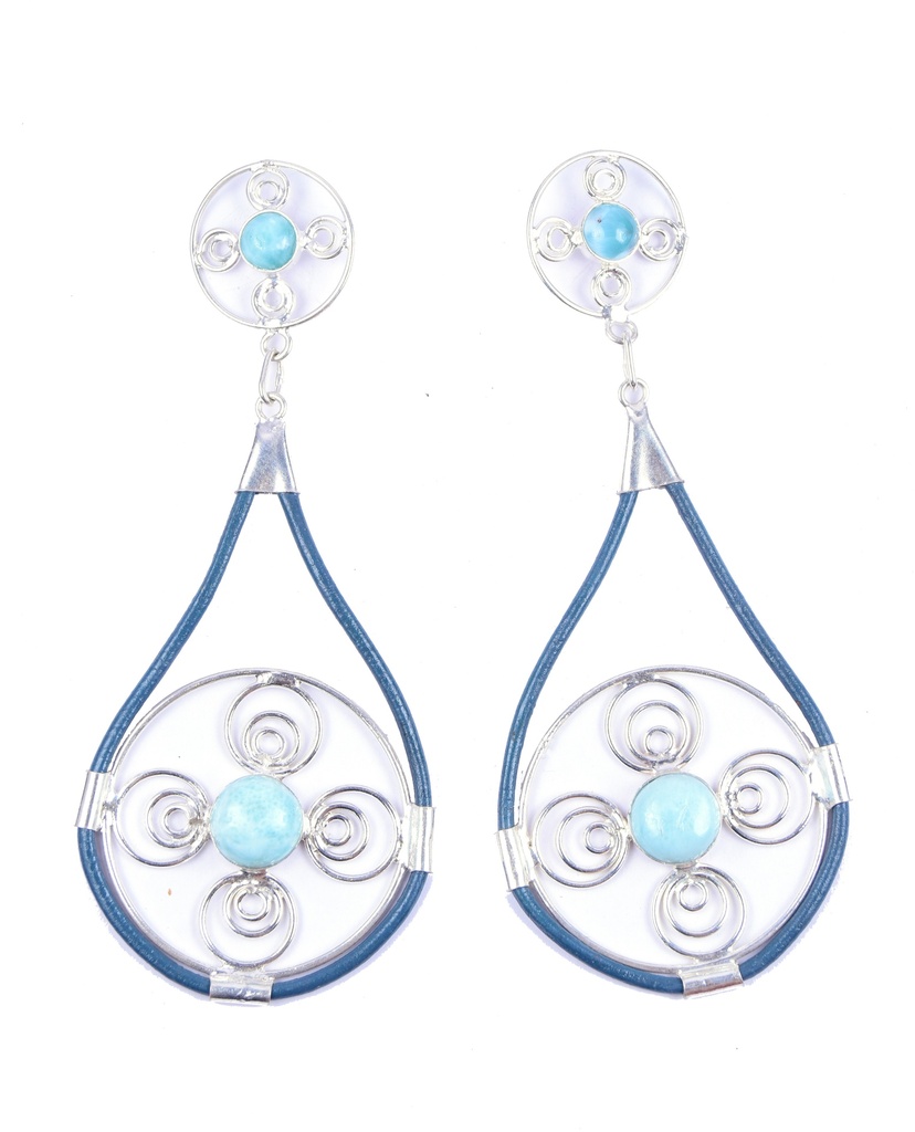 AUTO PIEL SILVER LARIMAR EARRINGS