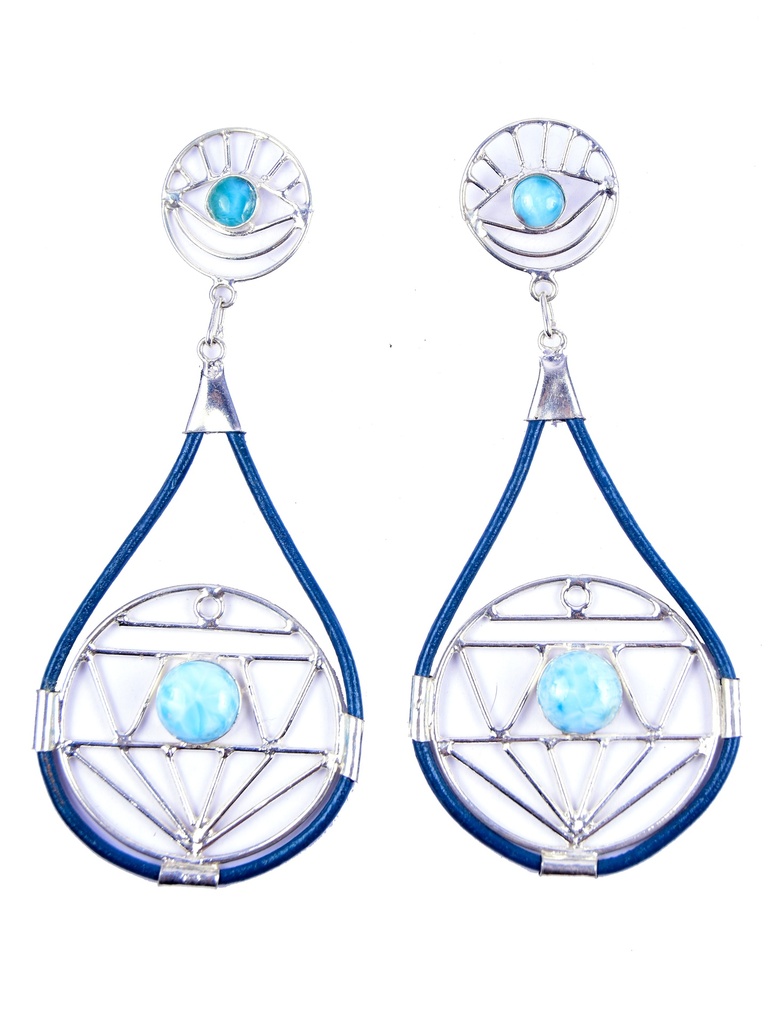 AUTO PIEL SILVER LARIMAR EARRINGS