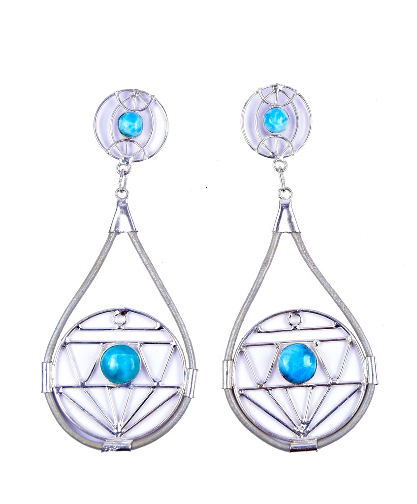AUTO PIEL SILVER LARIMAR EARRINGS