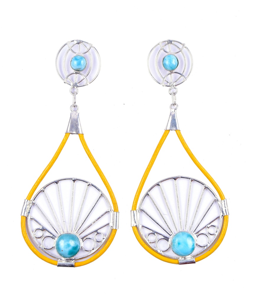 AUTO PIEL SILVER LARIMAR EARRINGS