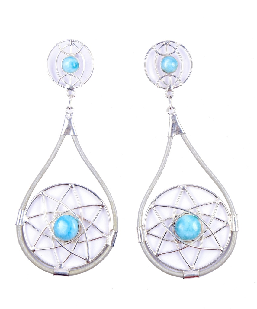 AUTO PIEL SILVER LARIMAR EARRINGS