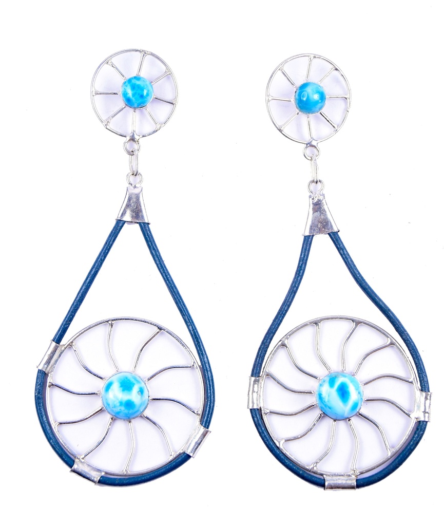 AUTO PIEL SILVER LARIMAR EARRINGS