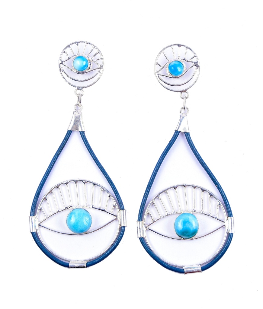 AUTO PIEL SILVER LARIMAR EARRINGS