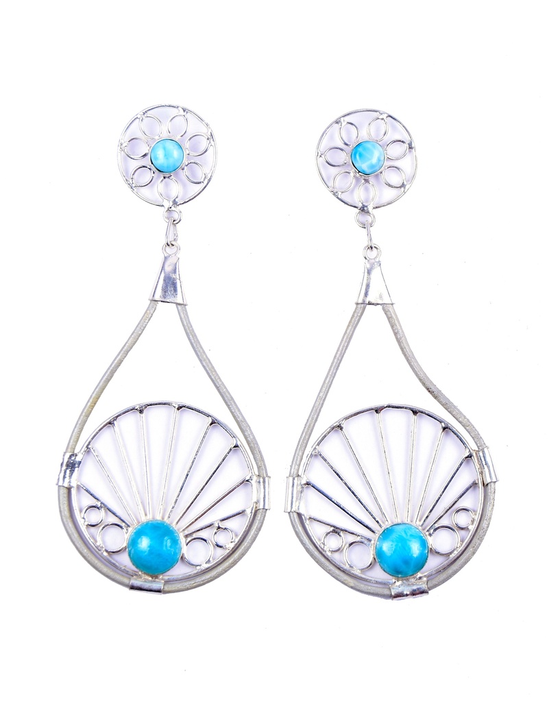 AUTO PIEL SILVER LARIMAR EARRINGS