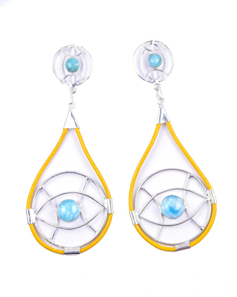 AUTO PIEL SILVER LARIMAR EARRINGS