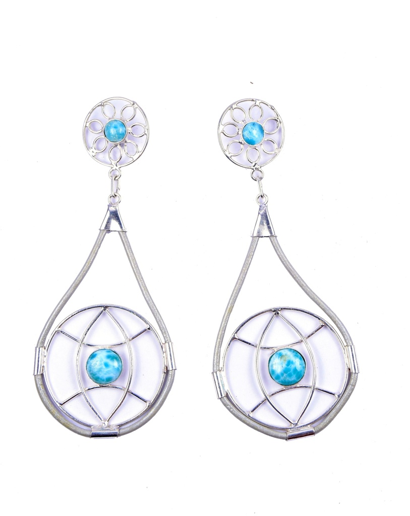 AUTO PIEL SILVER LARIMAR EARRINGS