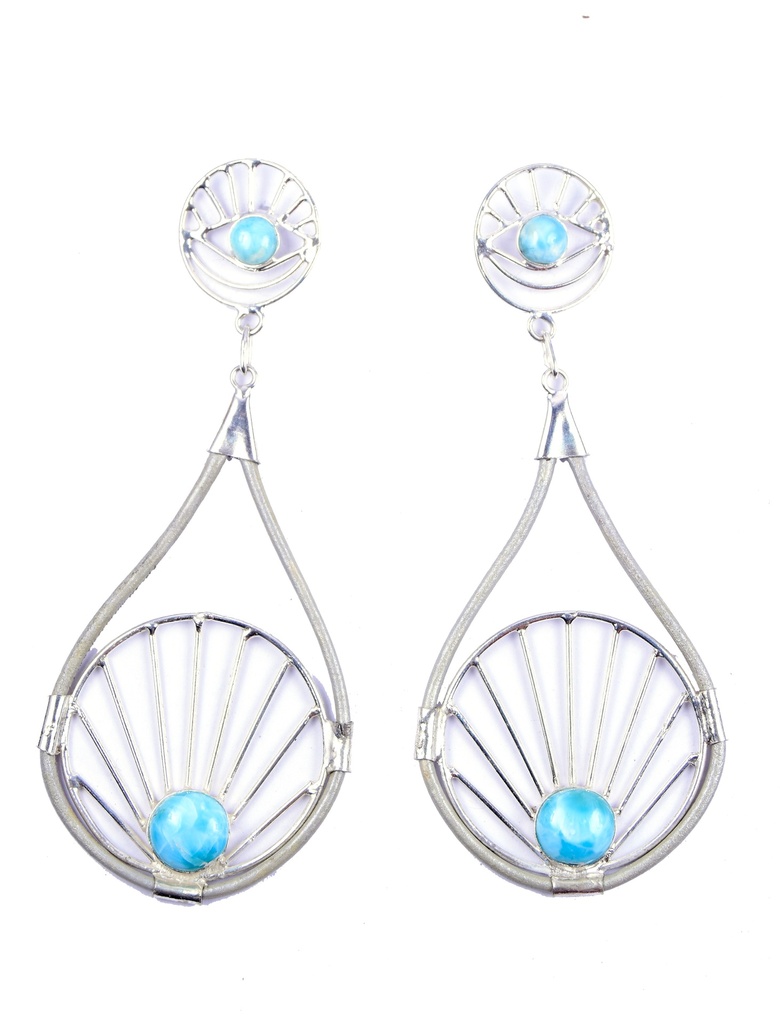 AUTO PIEL SILVER LARIMAR EARRINGS